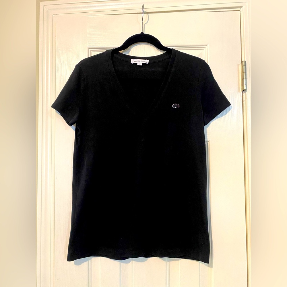 Lacoste V Neck Soft Jersey Tee Shirt Size 40